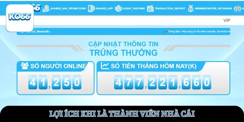 Lợi ích khi là thành viên nhà cái
